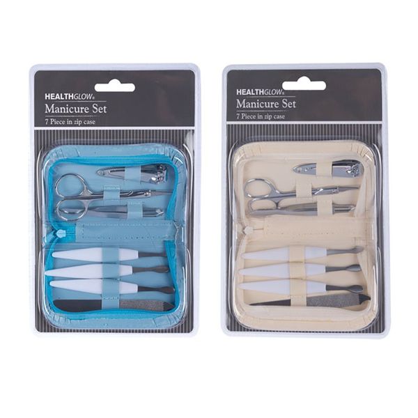 Bulk Pack x 2 Manicure Set In Leatherette Zipbag 7 Piece