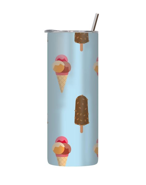 Chocolate 20 Oz Tumbler with Lid and Straw Trendy Ice Cream Graphic Gift218