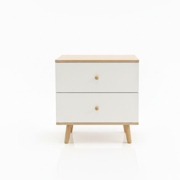 Two Drawer Bedside Table- Side Table With 2 Drawer-7016-Brown