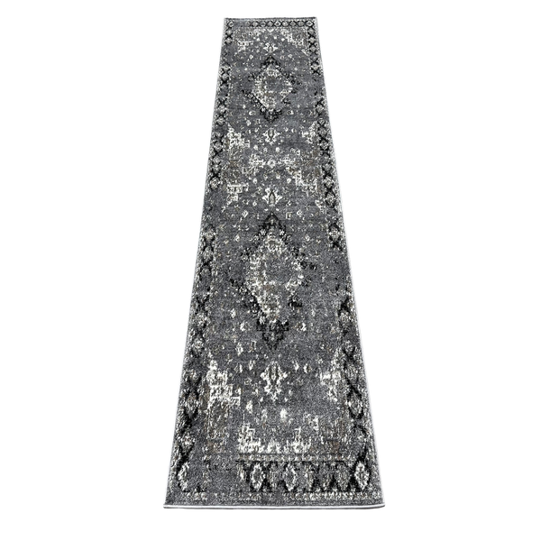 300 x 80cm Multi Grey Vintage Turkish Machine Made Runner Rug
