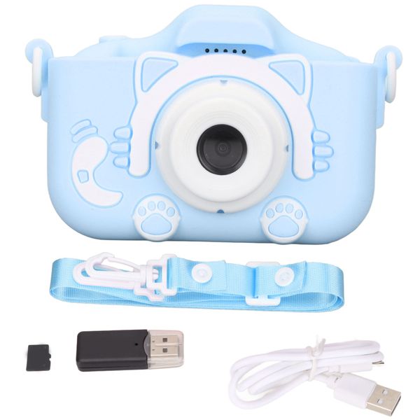 Children Camera Toy Digital Selfie Blue With 32G Memory Card and Reader