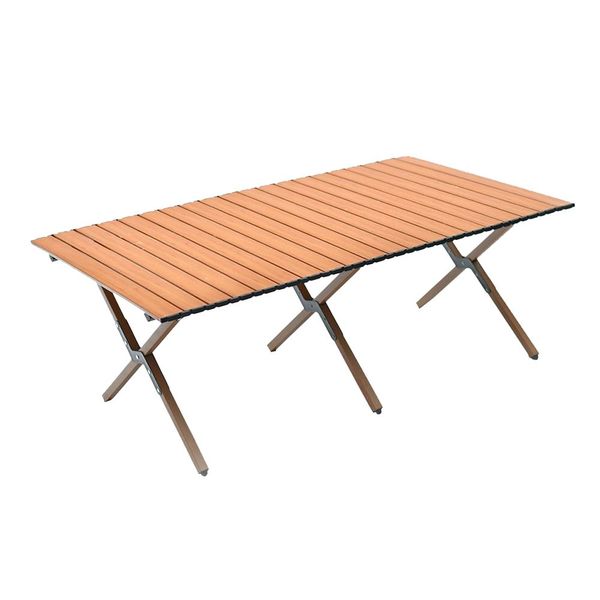 Portable Roll up Aluminum Table with Carry Bag 101cm - Brown