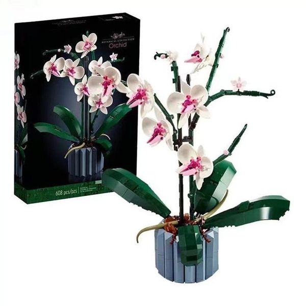 Botanical Orchid Building Blocks Plant Decor Construction Set 608 PCS