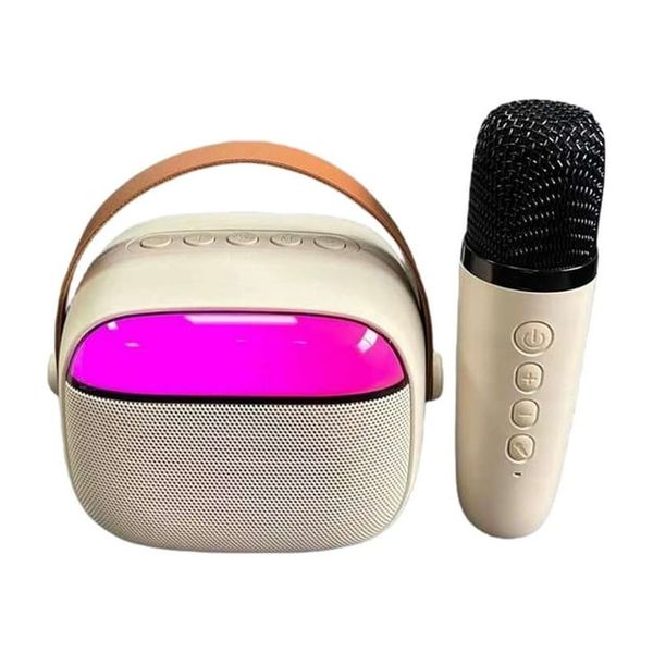 Portable Audio Wireless Bluetooth Karaoke Speaker &amp; Microphone Set - Beige