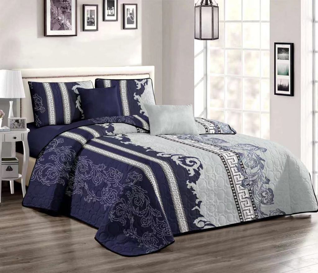 5 Piece Dark Blue White Quilt Bedspread Set Shop Today. Get it Tomorrow!