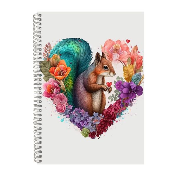 Squirel 2 Watercolor Heart Notebook Animal Gift Idea Notepad Pad 118