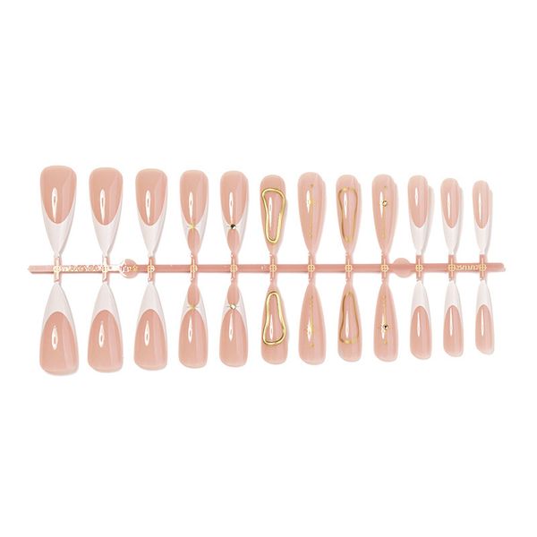 Long Pointed Zircon French Manicure Gold Foil for Girls, Sun-Diamond