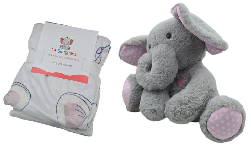 Lil Snuggers Microwavable Stuffed Animal &amp; Blanket Set - Elephant