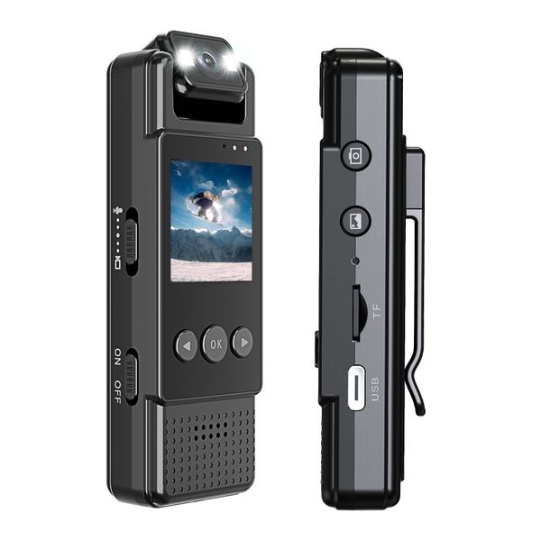 Portable 1080P sports camera with a 180 rotating lens for video recording.