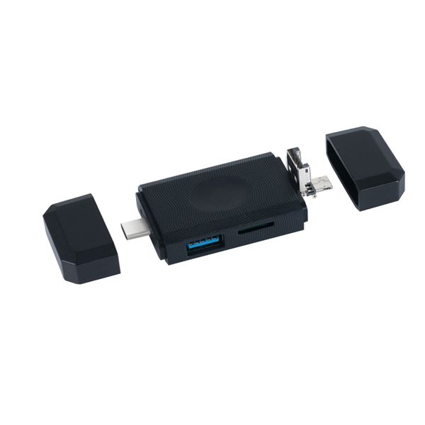 Micro SD/TF Compact Flash Card Reader with 3 in 1 USB Type C/Micro USB