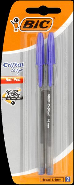 BIC Cristal Large Ballpoint Pens - Blue (Blister of 2)