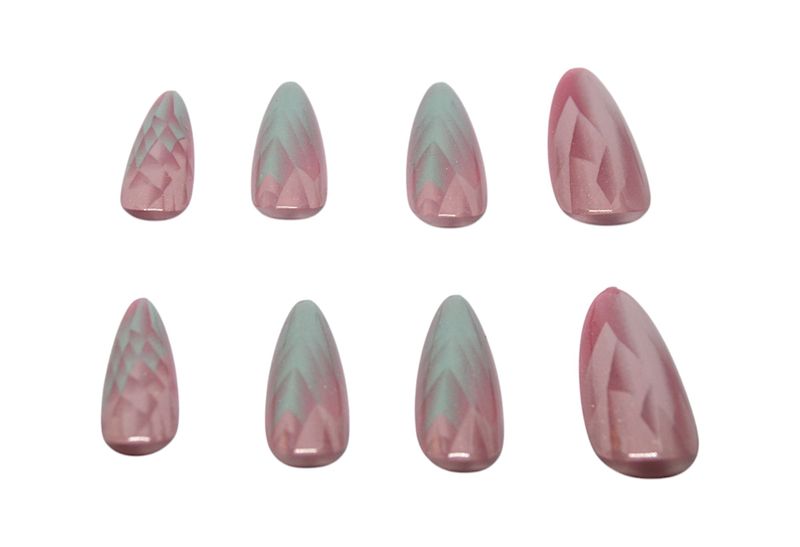 Metallic Colour Shift Nail Set - Pink Green