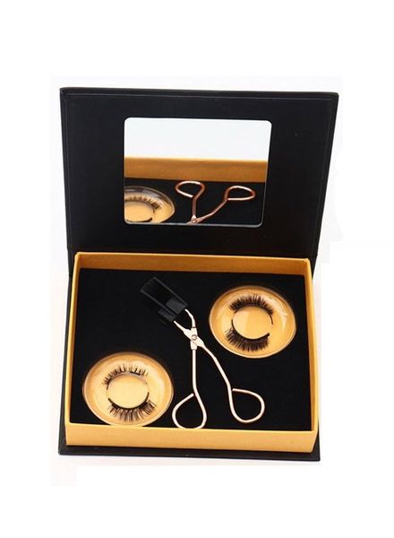 Eyelashes Set with 2 Pairs Magnetic False Eyelashes with box with a mirror