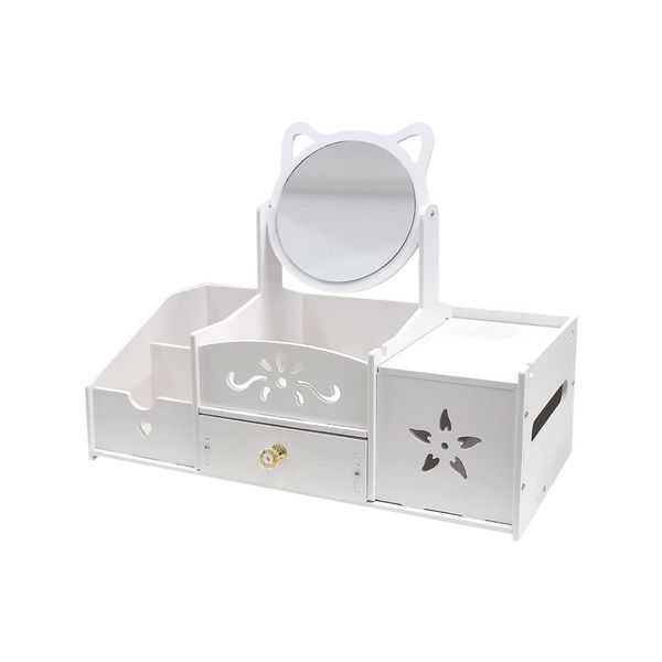 Multifunctional Jewelry &amp; Skincare Storage Box with Built-In Makeup Mirror