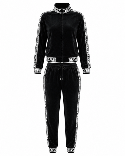 Women's Velour Greek Trim Tracksuit Set