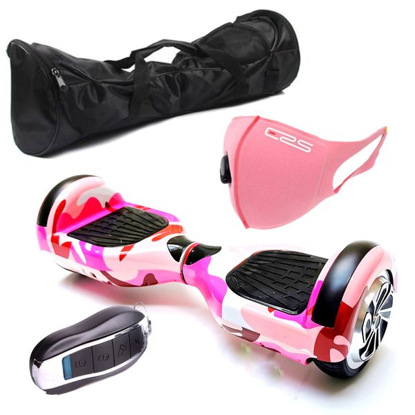 Self Balance Scooter6.5" Hoverboard-LED-Bluetooth-Remote-Bag-Mask-Camo Pink