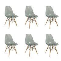6 Pcs Of Multifunctional Modern Design Transparent Eames Chairs Set