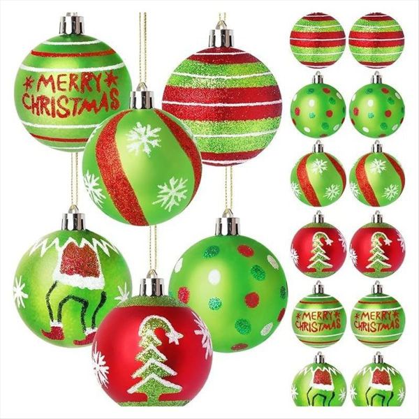 12 Pcs Christmas Tree Ball Ornaments 2.4 Inch Glittering Plastic Hanging De