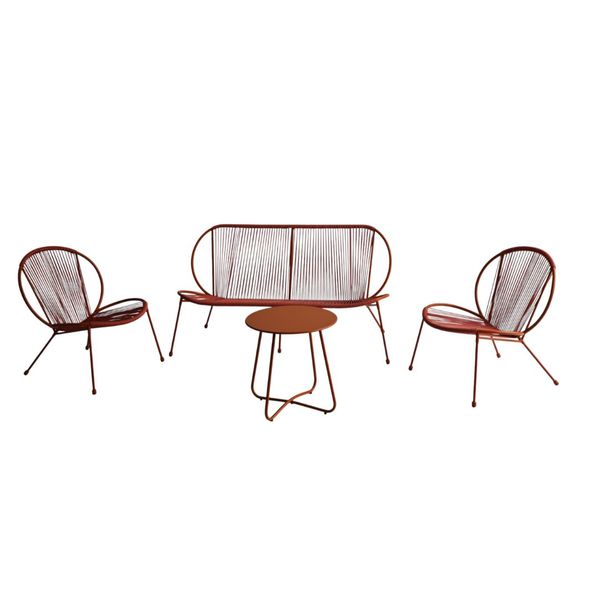 George &amp; Mason Acapulco Patio Steel Wicker Set Terracotta