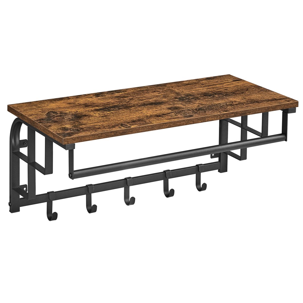 Hazlo Celestino Wall Mounted Coat Rack Shelf - Brown