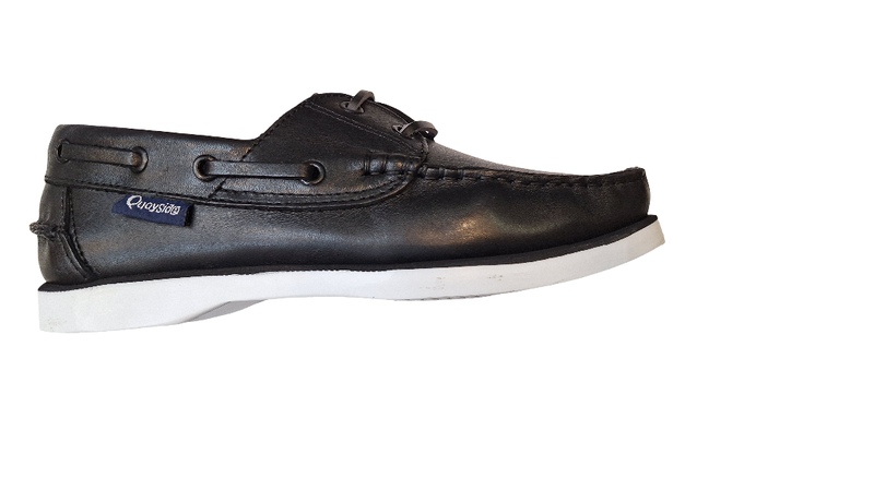 QUAYSIDE Men's Black Genuine Leather Casual Lace-up Loafer