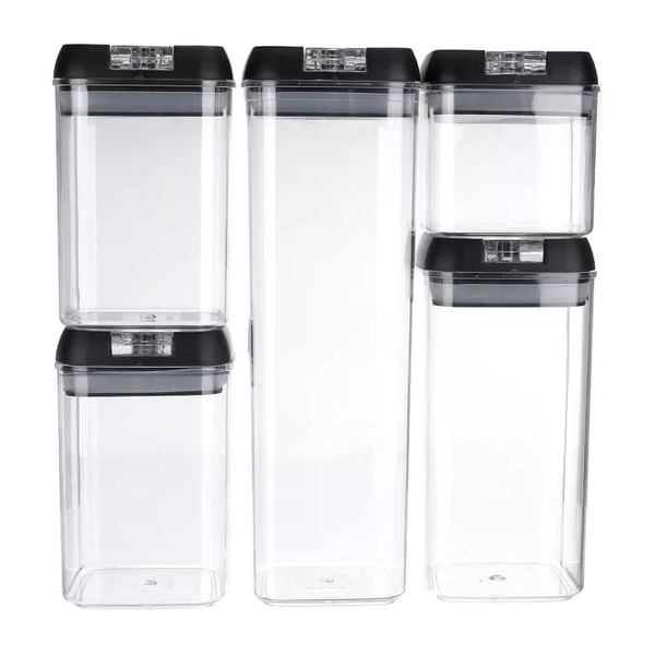 5 Pieces Of Airtight Sealed Stackable Food Storage Container Set