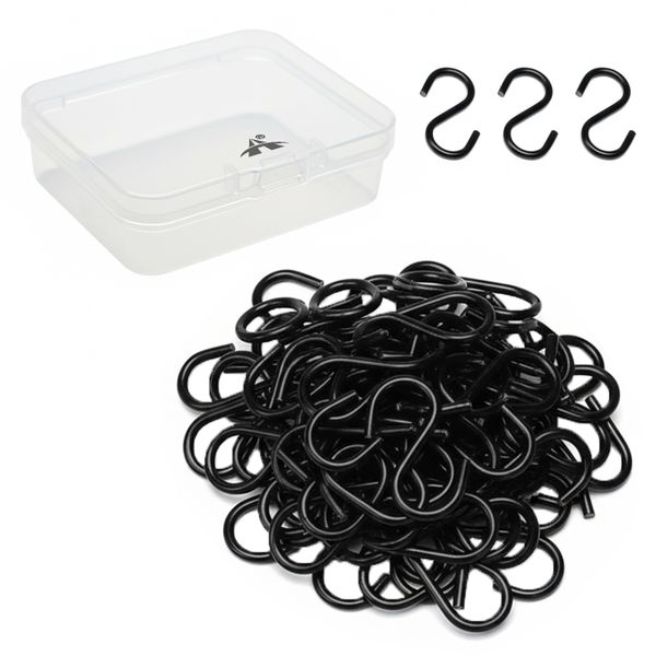 ALANES 200 Pieces Mini S Hooks Iron Jewelry Display Hanging Set with Box