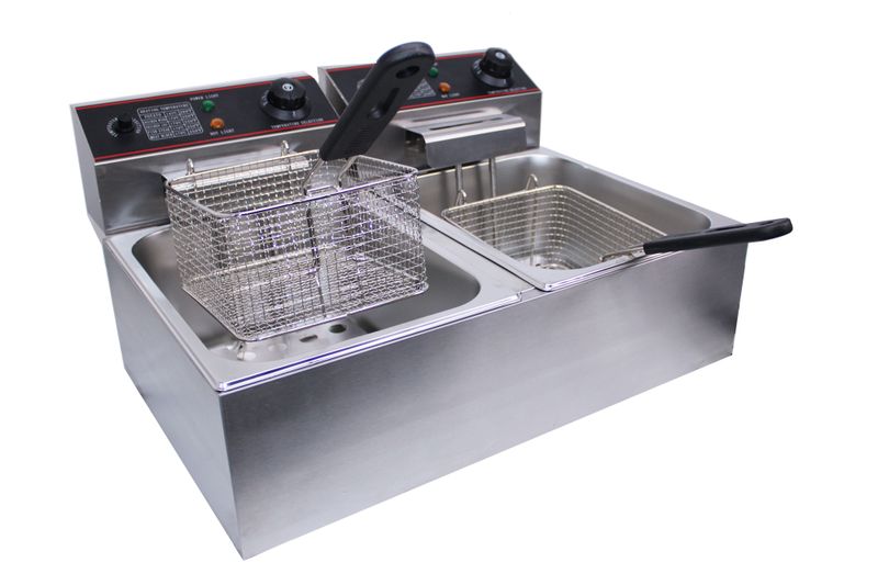 12 Liter 5000W Stainless Double Tank Electric Chips Fryer - 6L + 6L