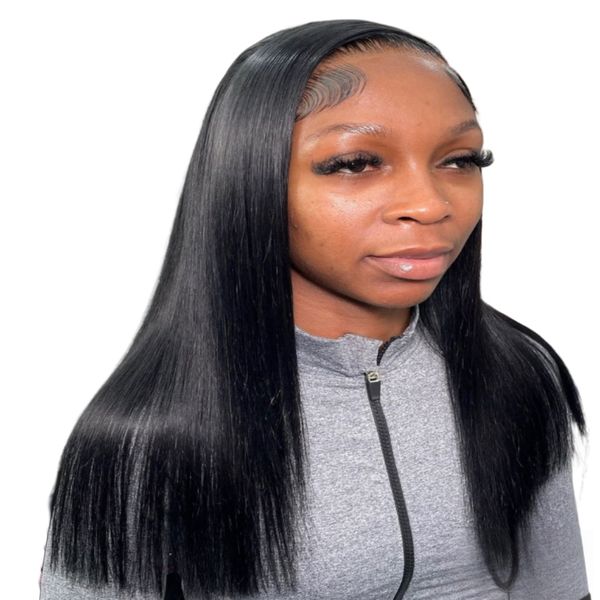Luvée 18-inch Straight Wig Full Frontal Human Hair Transparent Lace