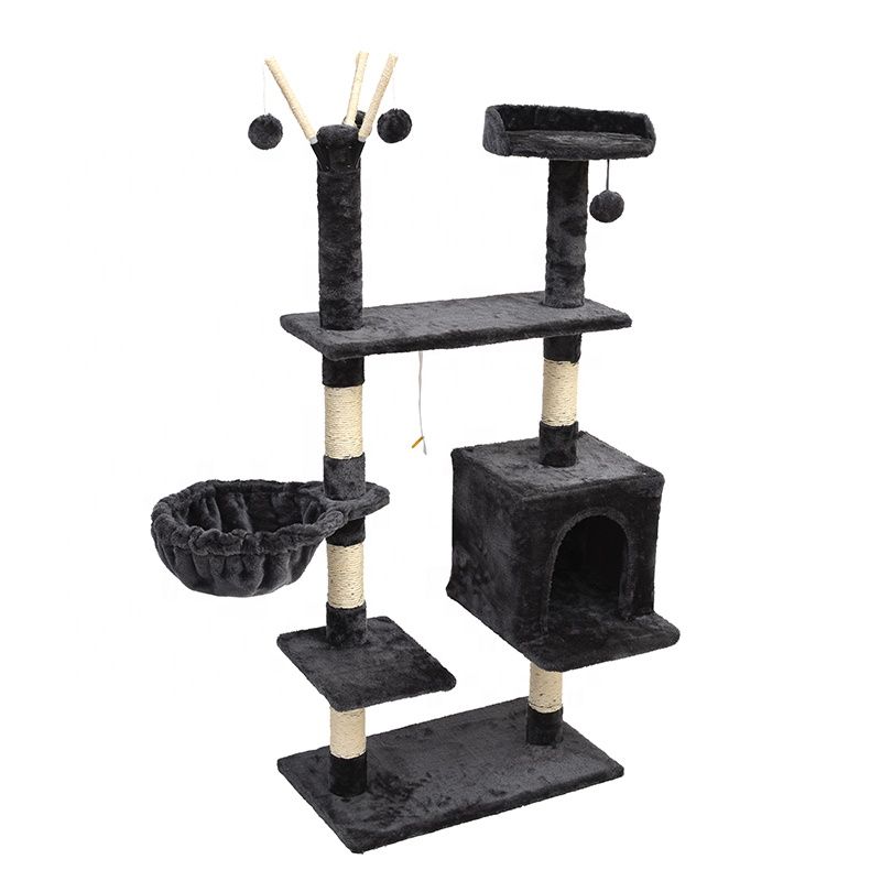 Cat Lovers Deluxe Cat Tree Condo Dark Grey (1.3m high) 128 Shop Today