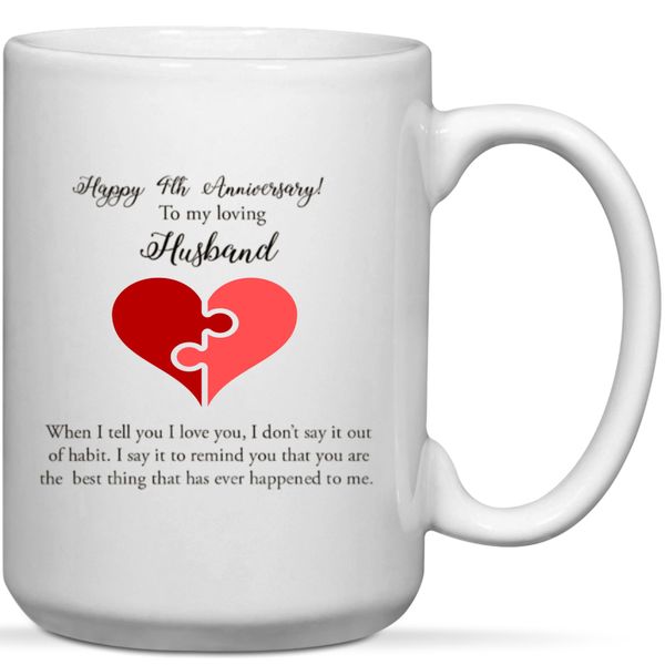 Happy 4th Anniversary To My Loving Hisband Gift Mug