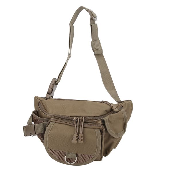 Khaki Adjustable Polyester Fishing Waist Bag