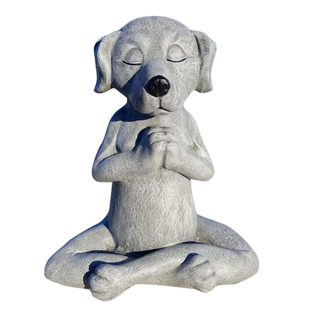 Garden Decor Calm Meditating Buddha Dog Zen Statue (12x9cm)