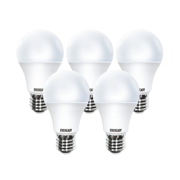 Eveready - LED A60 7W Screw - Pack of 5 - Cool Daylight