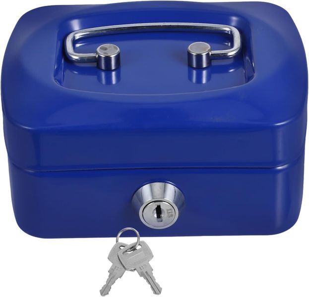 Locking Cash Box Mini Metal Money Box with Key Lock Portable Secure Coin