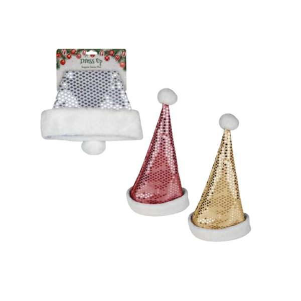 Sequin Santa Hat - Assorted Colours | Festive Christmas Party Hat 3 Pack