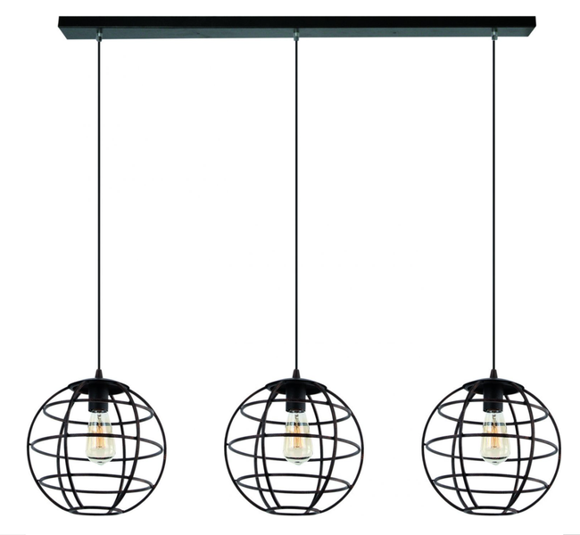 Row Of Three Geometric Ball Pendant Lights