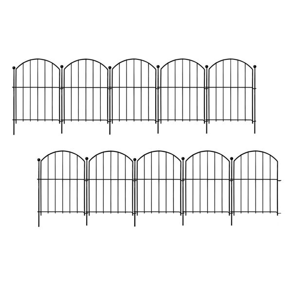 10Piece Decorative Garden Fence Metal No Dig Fence Animal Barrier for Dog