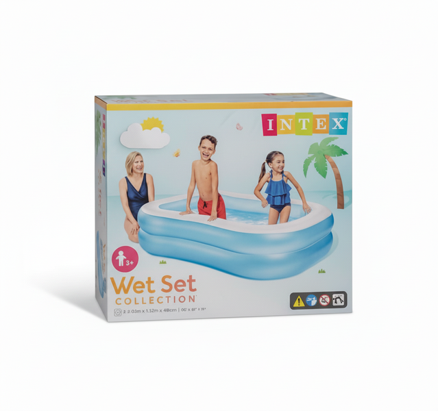 Intex Inflatable Family Lounge Pool 203 cm x 152 cm with Cup Holders