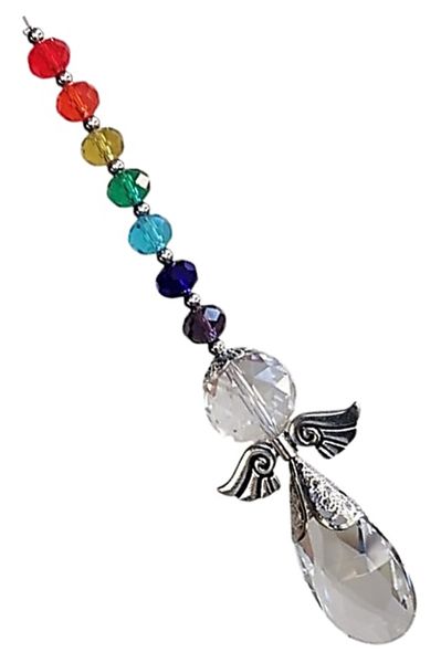 Handmade Crystal angel ornament or Suncatcher with rainbow crystals