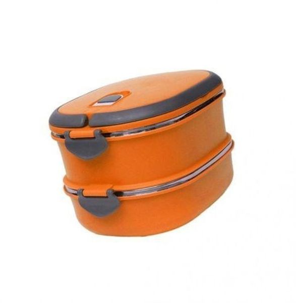 180ml Double Square Steel Lunch Box - Orange