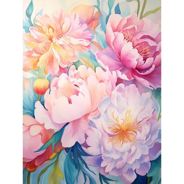 Floral Diamond Painting Kit: 5D Round Drill, Fantasy Flower