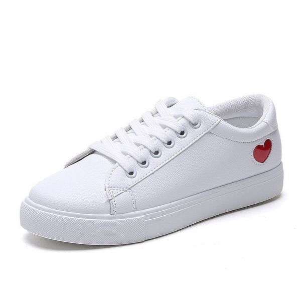 Women's White Canvas Casual Valentine's Sneakers Lightweight Sports Shoes