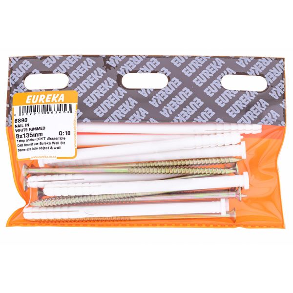 EUREKA Nail-In Anchor White Rimmed 8 x 135mm Q:10 6S90