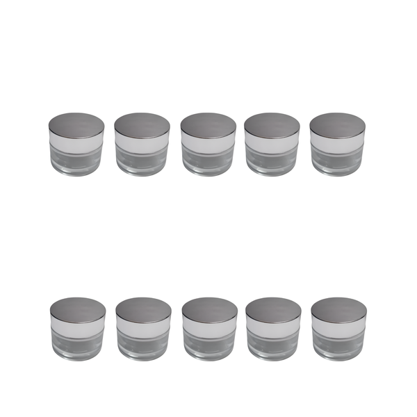 10 Pack 50g Glass Cosmo Jars with Silver Lids | Luxury Cosmetic Containers