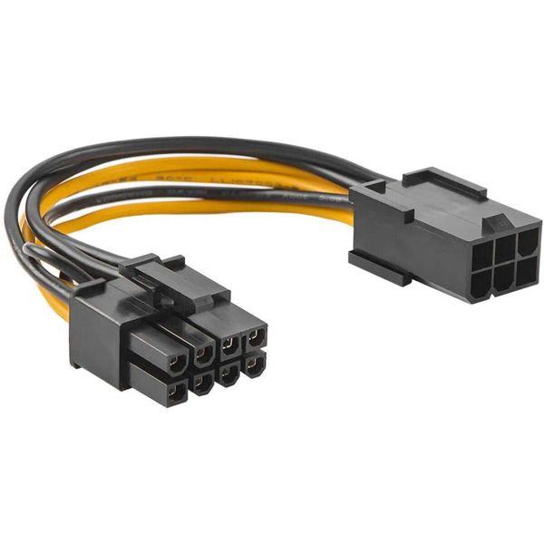 6 Male Pin to 8 Pin Female PCIE Power Cable