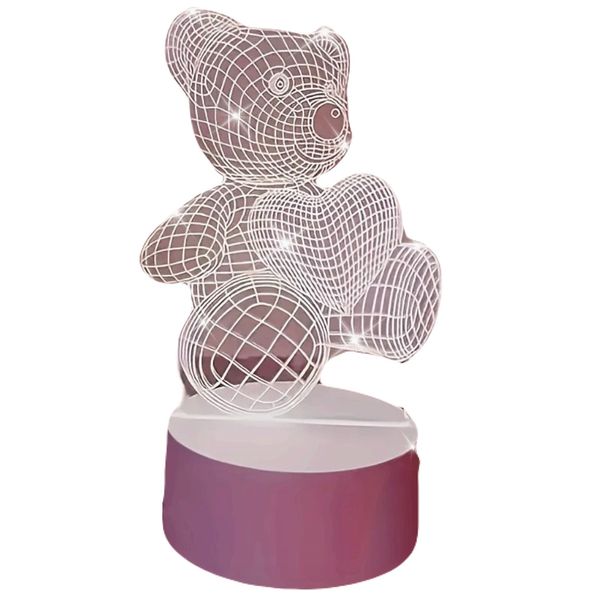 Modern 3D Teddy Bear Illusion Night Light