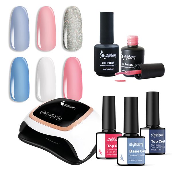 Styleberry 6 Gel Polish with 3 Pieces Essential Set with Lamp