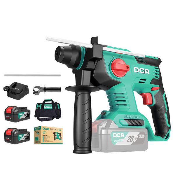 DCA 20V 2.1J Industrial Brushless Rotary Hammer Kit With 4.0Ahx2 &amp; Charger