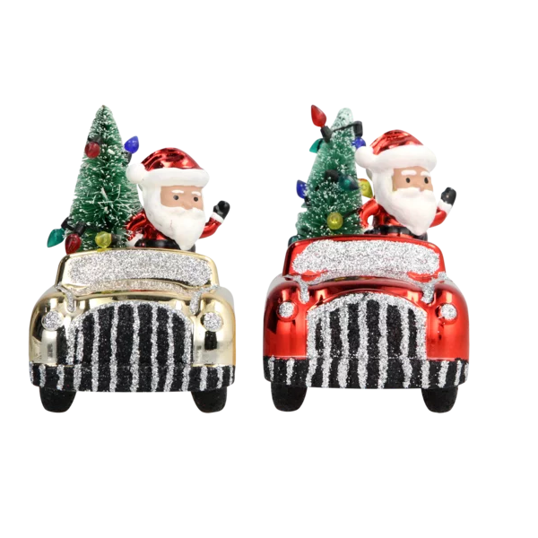 Season's Greetings Santa In A Car Christmas Tree Decor